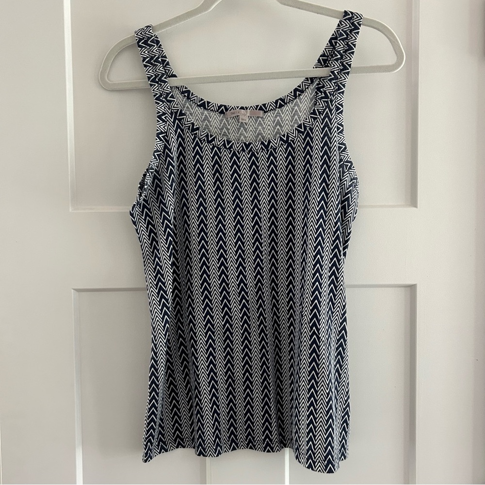 GAP Cotton Tank Top Navy White‎ Herringbone Size Small